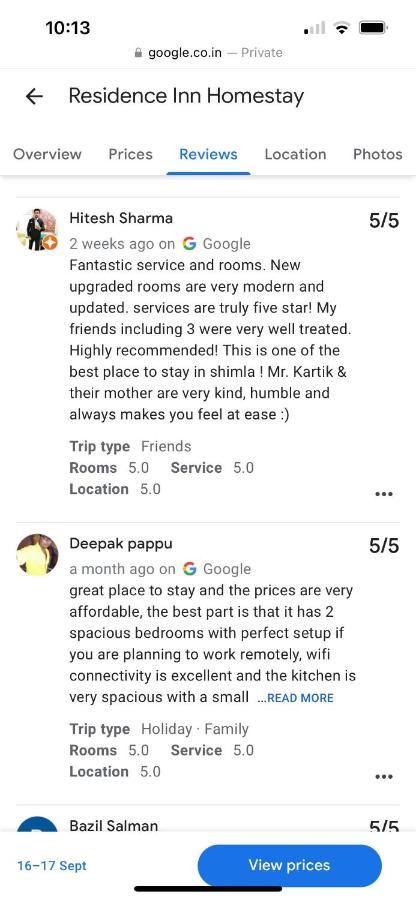 Residence Inn Homestay Шімла Екстер'єр фото