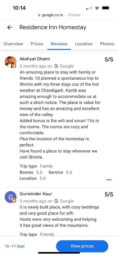 Residence Inn Homestay Шімла Екстер'єр фото
